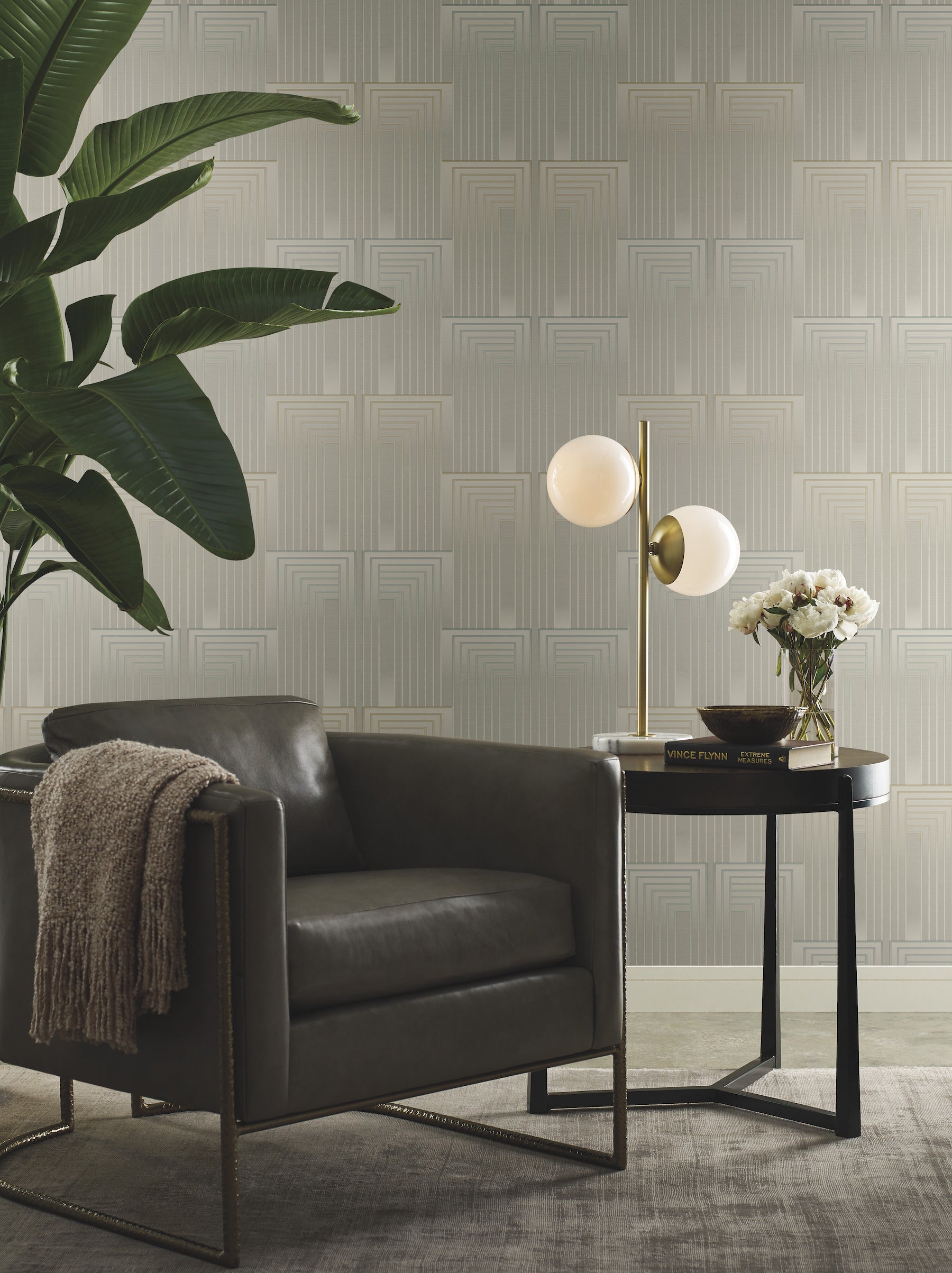 DT5071 Vanishing Taupe & Pearl After Eight Wallpaper by York Wallcoverings
