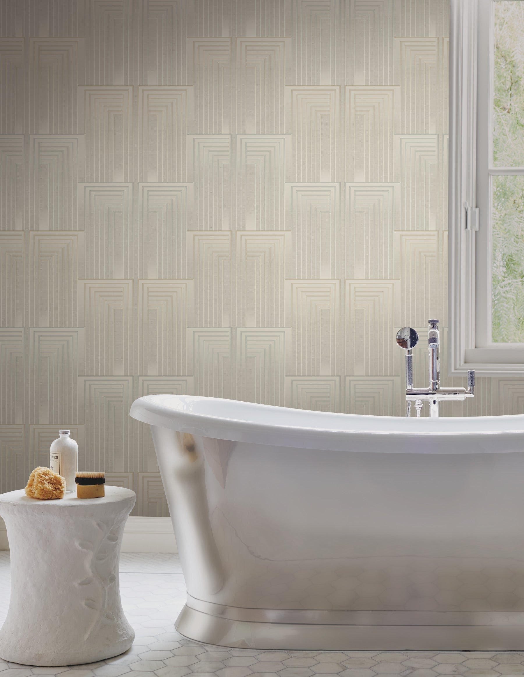DT5071 Vanishing Taupe & Pearl After Eight Wallpaper by York Wallcoverings