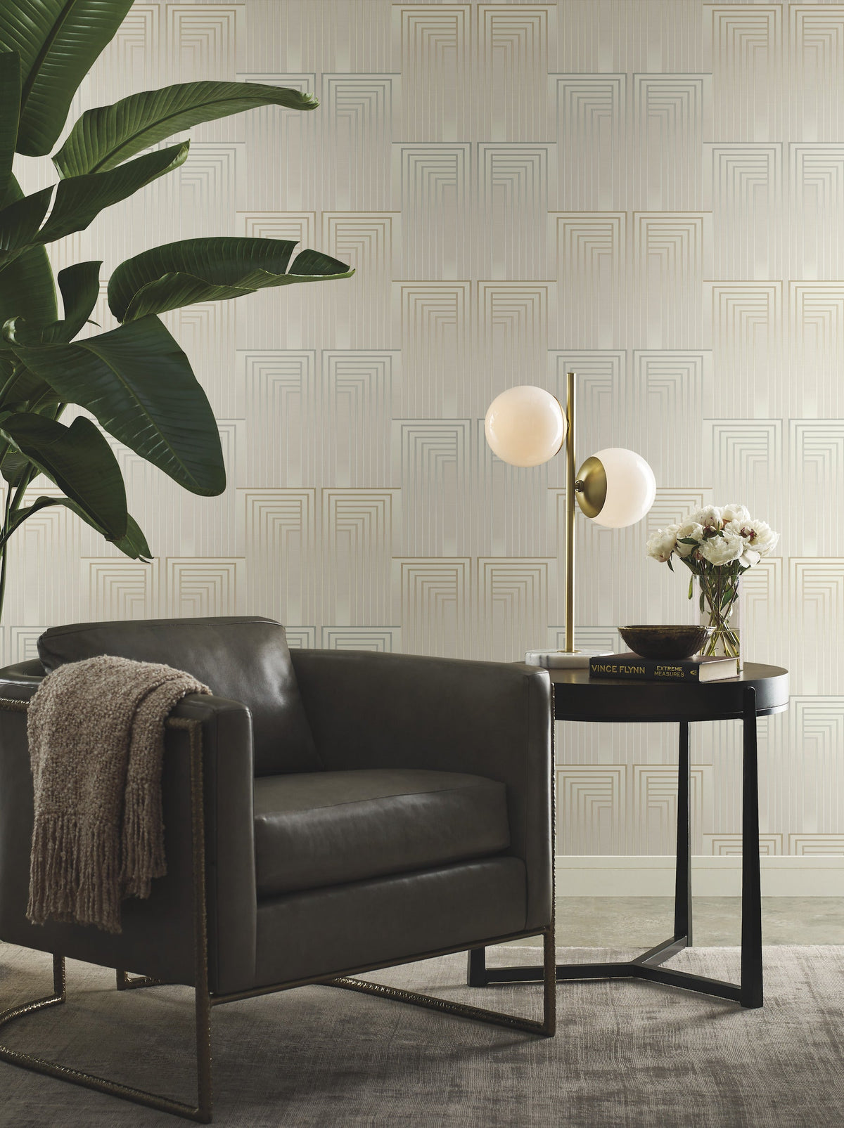 DT5073 Vanishing Silver & Gold After Eight Wallpaper by York Wallcoverings