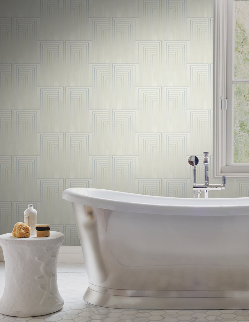 DT5074 Vanishing Dusty Blue & Silver After Eight Wallpaper by York Wallcoverings