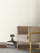 DT5081 Palma White & Gold After Eight Wallpaper by York Wallcoverings