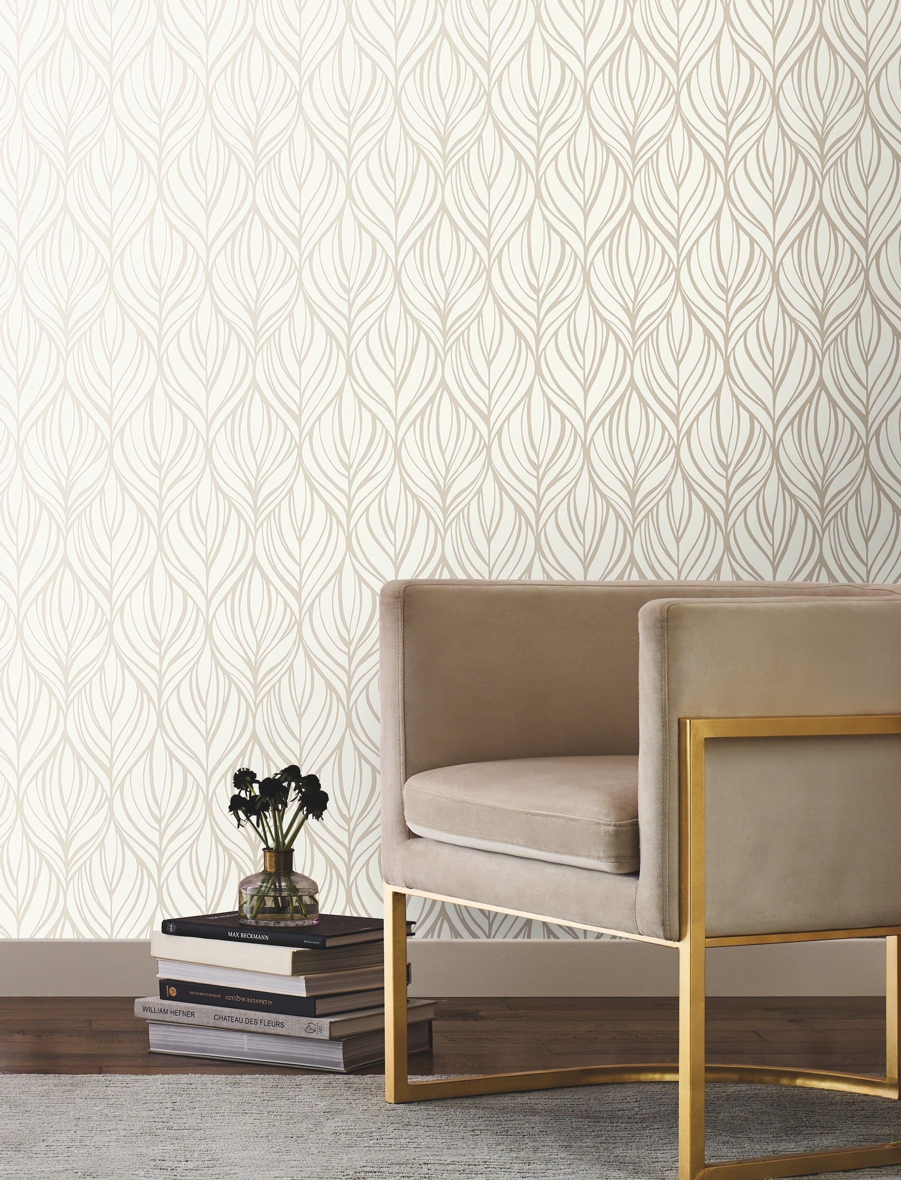 DT5081 Palma White & Gold After Eight Wallpaper by York Wallcoverings