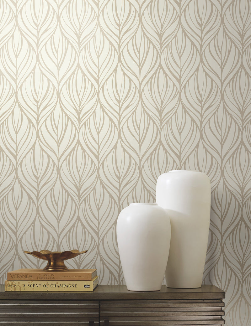 DT5081 Palma White & Gold After Eight Wallpaper by York Wallcoverings