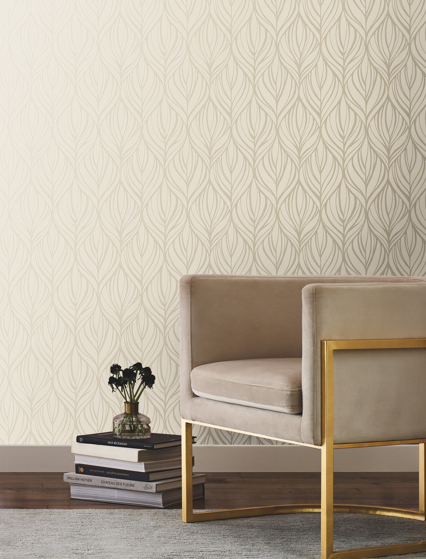 DT5082 Palma Taupe & Silver After Eight Wallpaper by York Wallcoverings