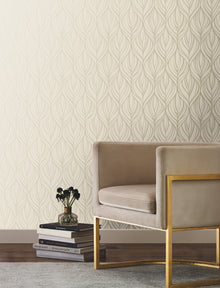 DT5082 Palma Taupe & Silver After Eight Wallpaper by York Wallcoverings