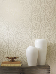 DT5082 Palma Taupe & Silver After Eight Wallpaper by York Wallcoverings