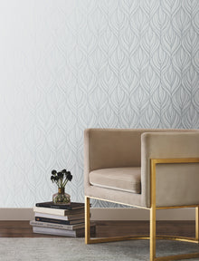 DT5083 Palma Blue & Silver After Eight Wallpaper by York Wallcoverings