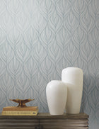DT5083 Palma Blue & Silver After Eight Wallpaper by York Wallcoverings