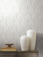 DT5084 Palma White & Silver After Eight Wallpaper by York Wallcoverings