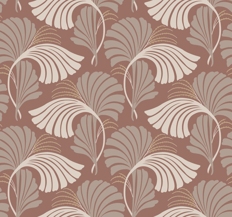DT5131 Dancing Leaves Tan After Eight Wallpaper by York Wallcoverings