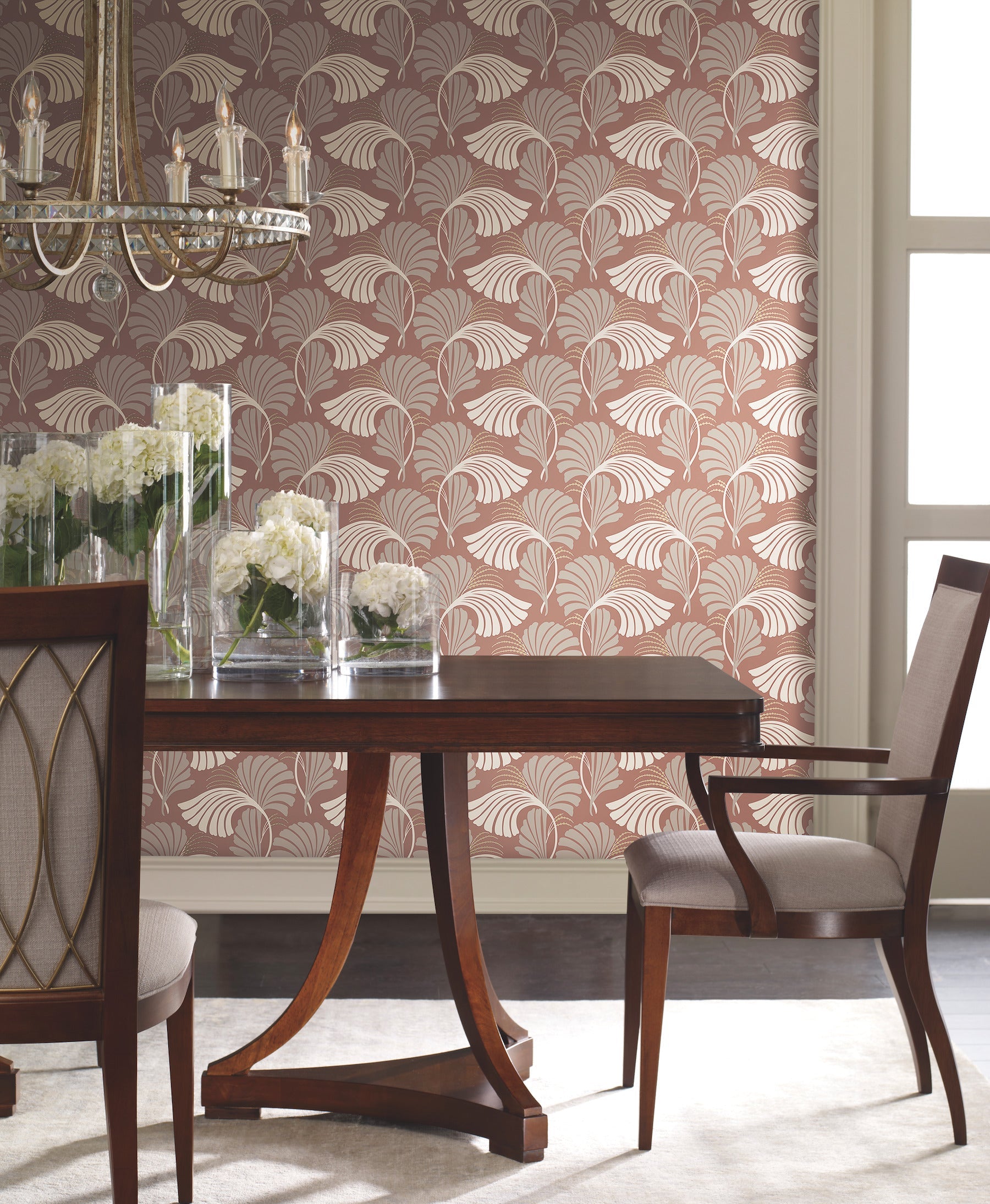 DT5131 Dancing Leaves Tan After Eight Wallpaper by York Wallcoverings