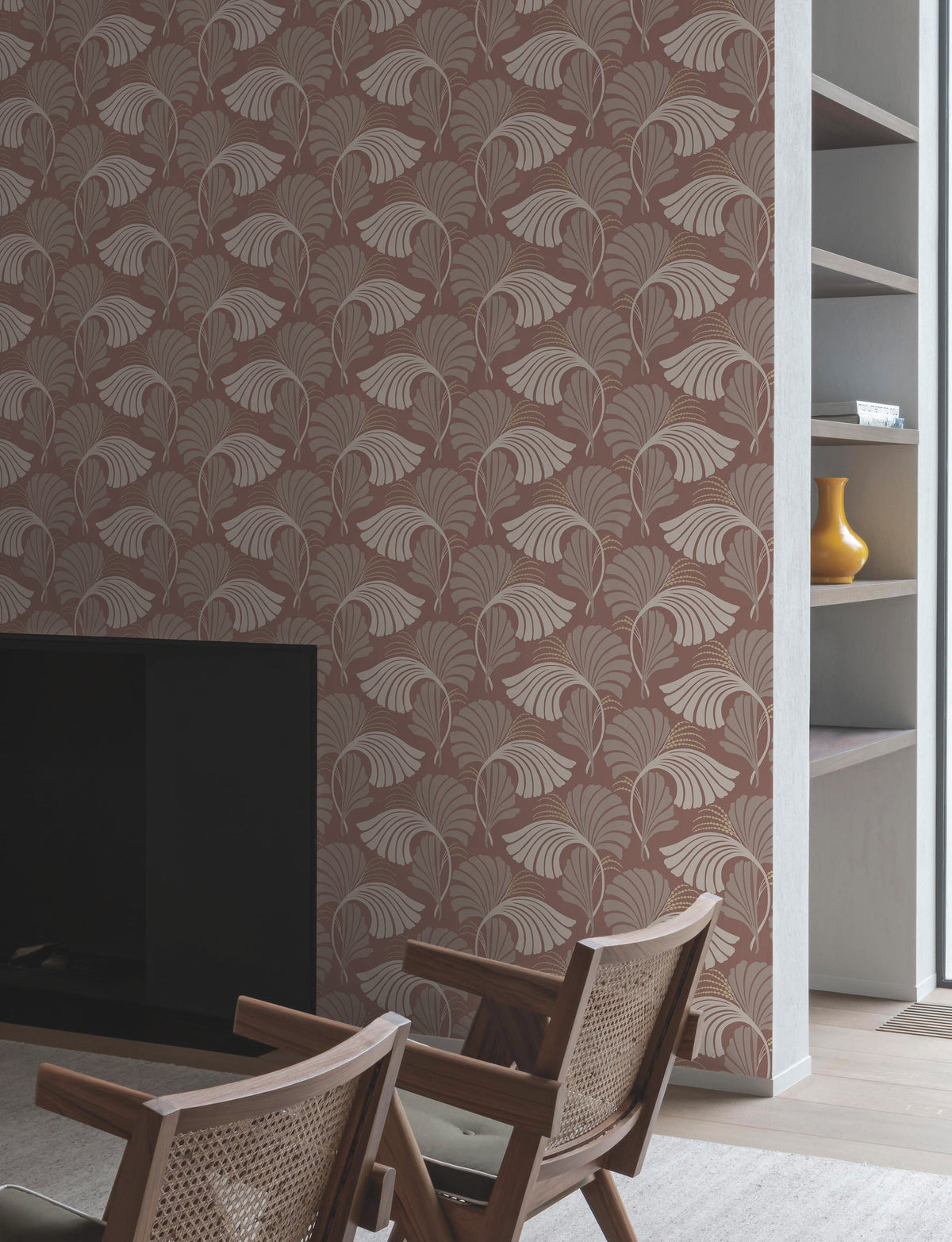 Dancing Leaves Tan After Eight Wallpaper by York Wallcoverings