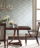DT5132 Dancing Leaves Light Blue After Eight Wallpaper by York Wallcoverings