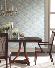 DT5132 Dancing Leaves Light Blue After Eight Wallpaper by York Wallcoverings