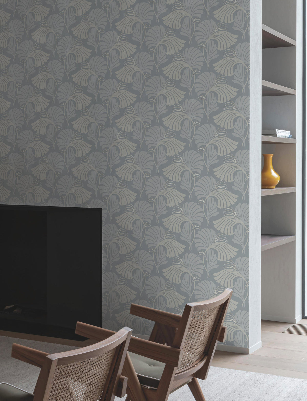 DT5132 Dancing Leaves Light Blue After Eight Wallpaper by York Wallcoverings