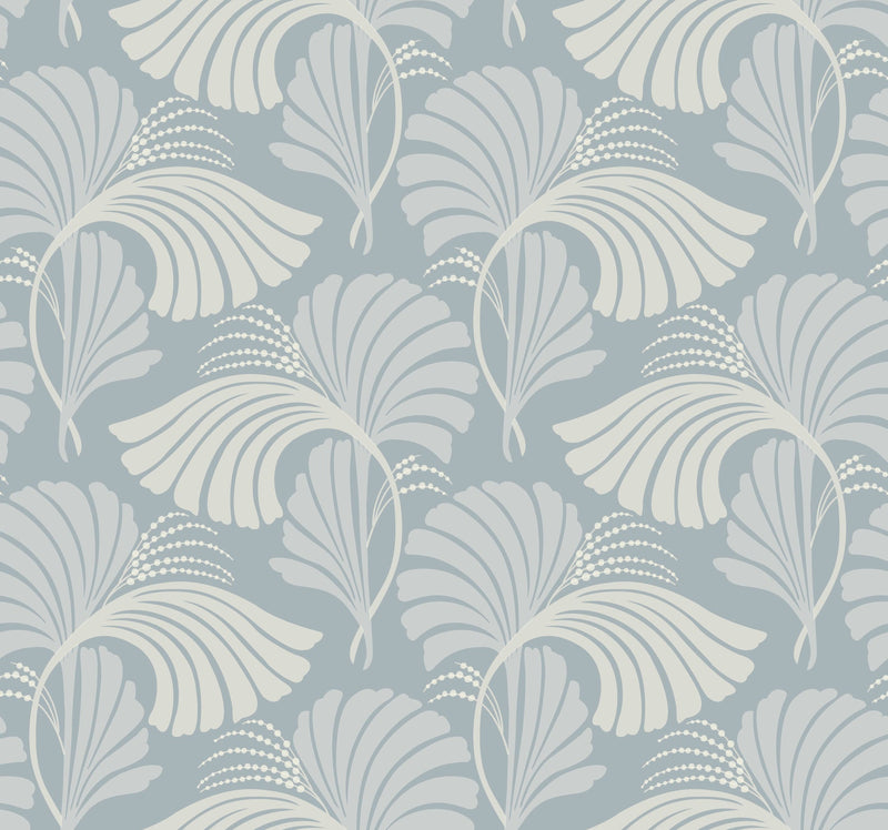 DT5132 Dancing Leaves Light Blue After Eight Wallpaper by York Wallcoverings