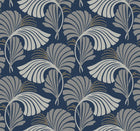 DT5133 Dancing Leaves Navy After Eight Wallpaper by York Wallcoverings