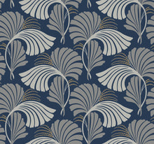 DT5133 Dancing Leaves Navy After Eight Wallpaper by York Wallcoverings