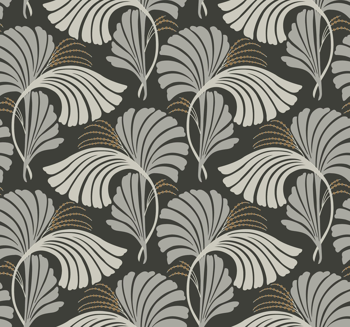 DT5134 Dancing Leaves Black After Eight Wallpaper by York Wallcoverings