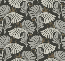 DT5134 Dancing Leaves Black After Eight Wallpaper by York Wallcoverings