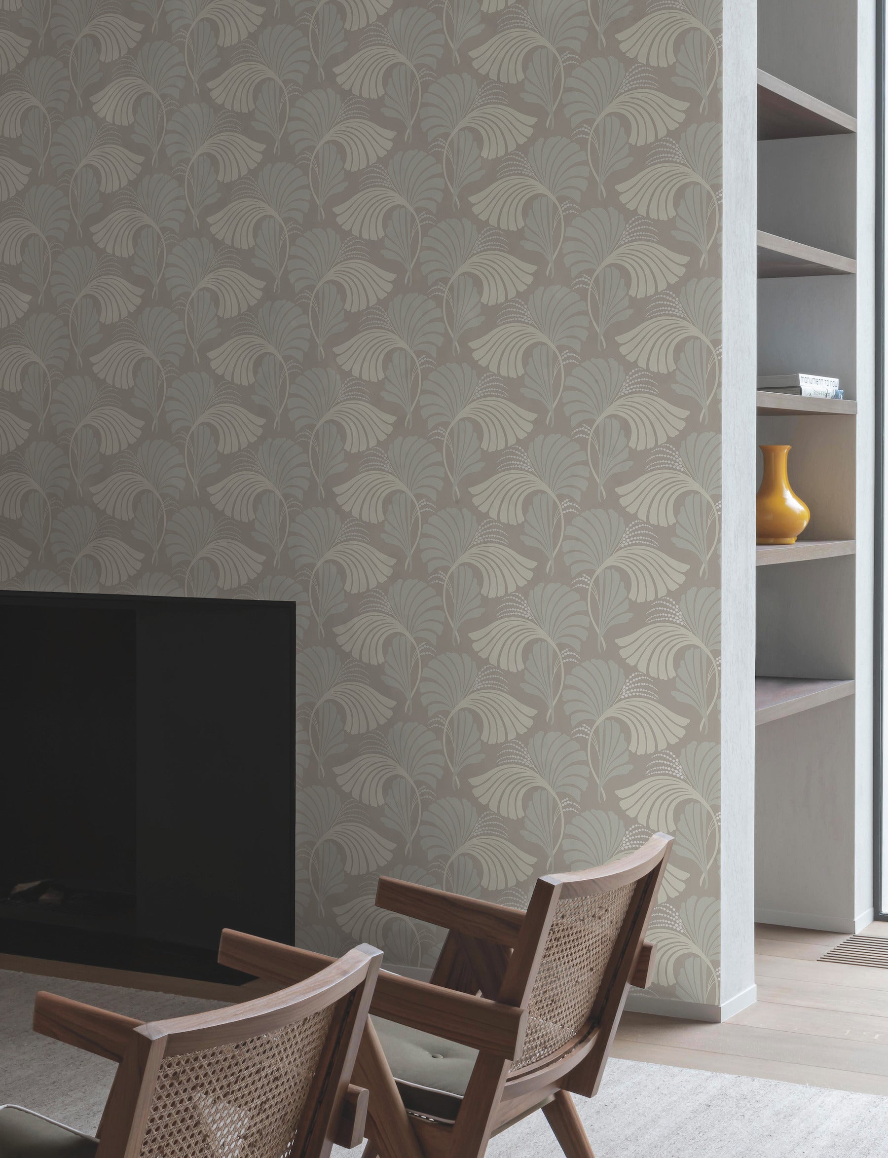 DT5135 Dancing Leaves Neutral After Eight Wallpaper by York Wallcoverings