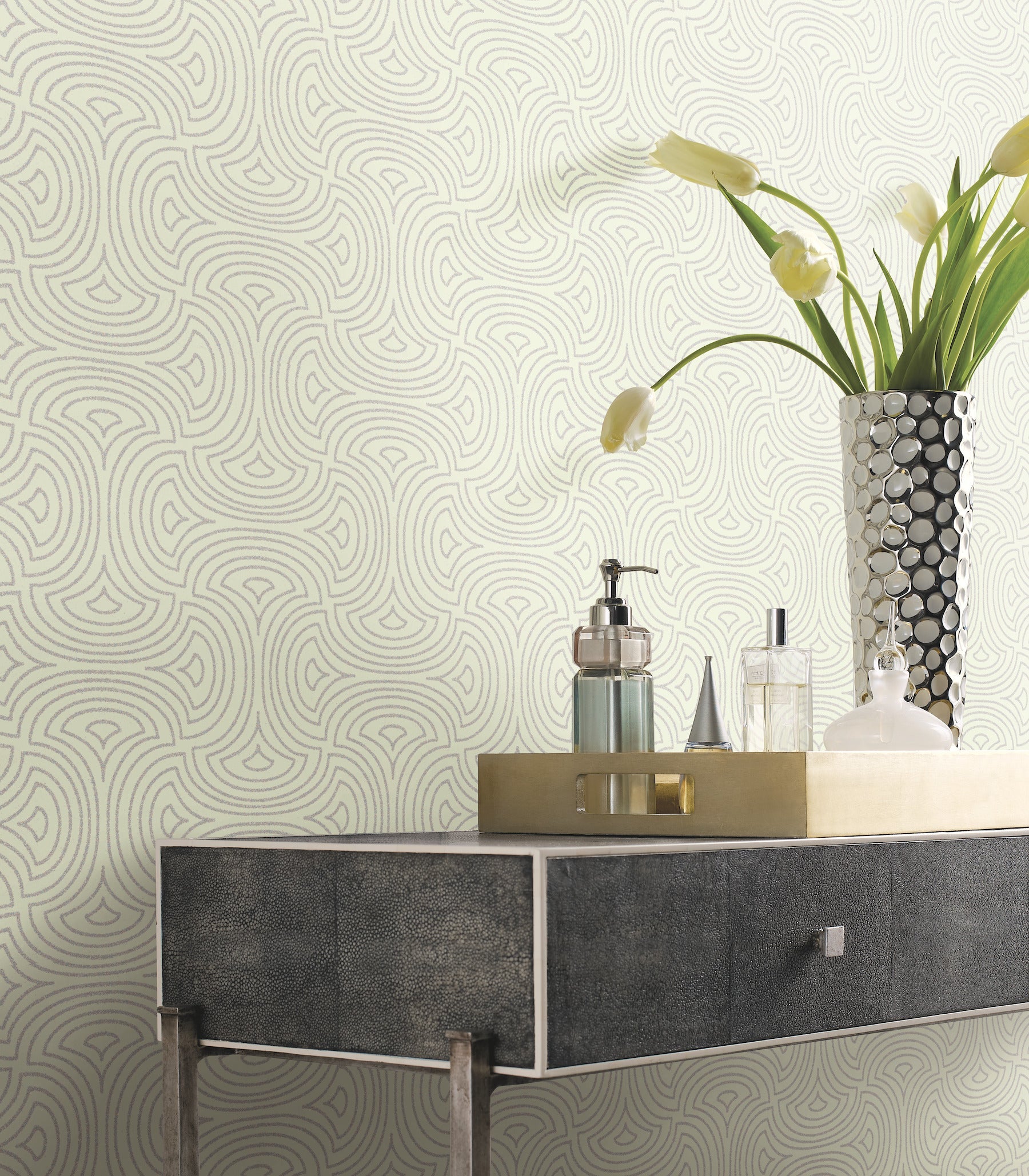 DT5142 Hourglass White After Eight Wallpaper by York Wallcoverings
