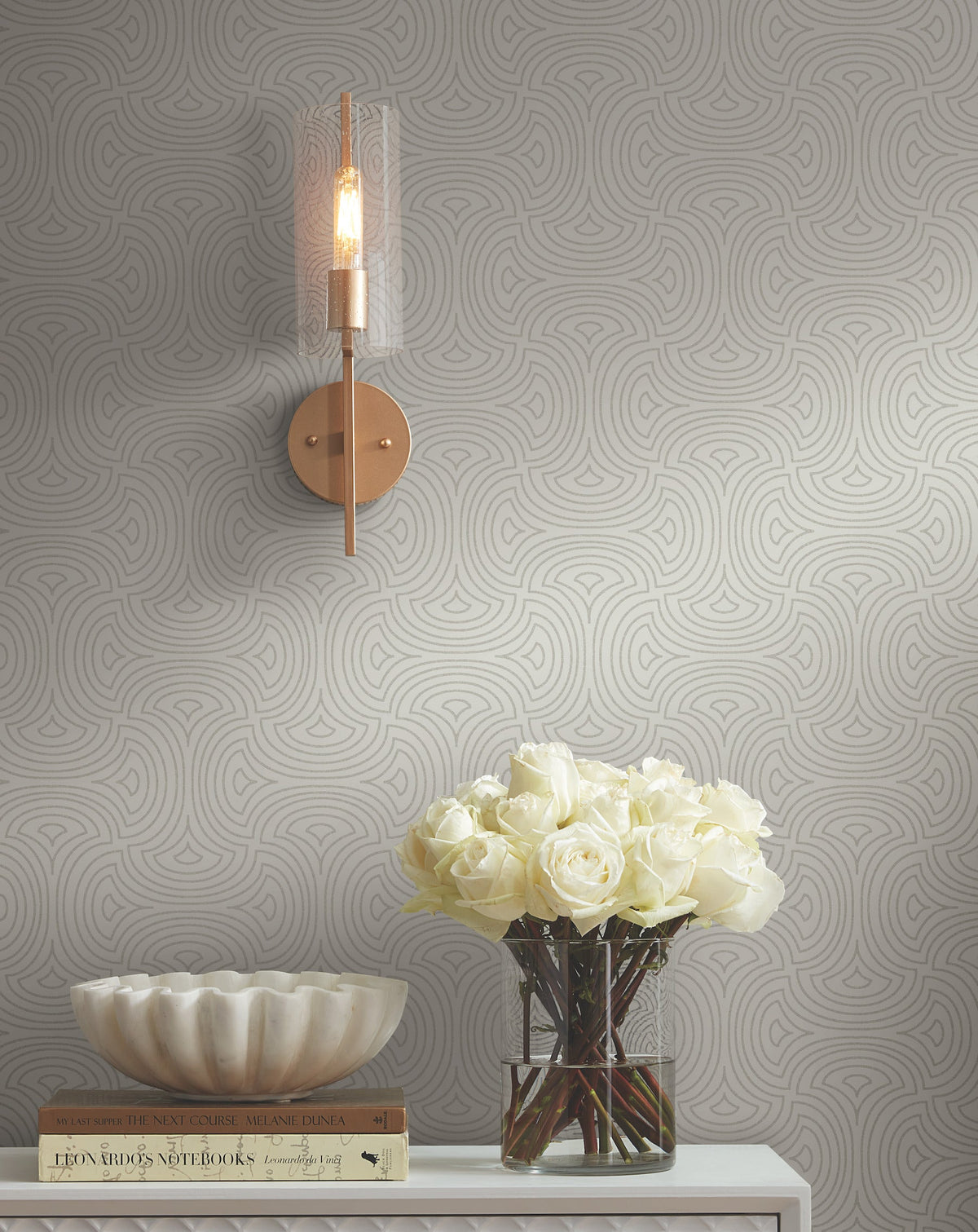 DT5142 Hourglass White After Eight Wallpaper by York Wallcoverings