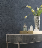 DT5143 Hourglass Navy After Eight Wallpaper by York Wallcoverings