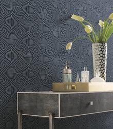 DT5143 Hourglass Navy After Eight Wallpaper by York Wallcoverings