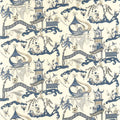Pagoda River Water Garden Indigo/Blue Fabric by Sanderson