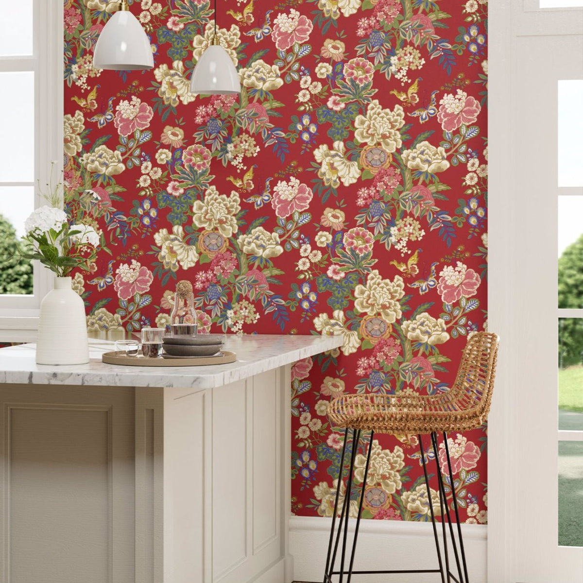 Emperor Peony Water Garden Wallpaper by Sanderson
