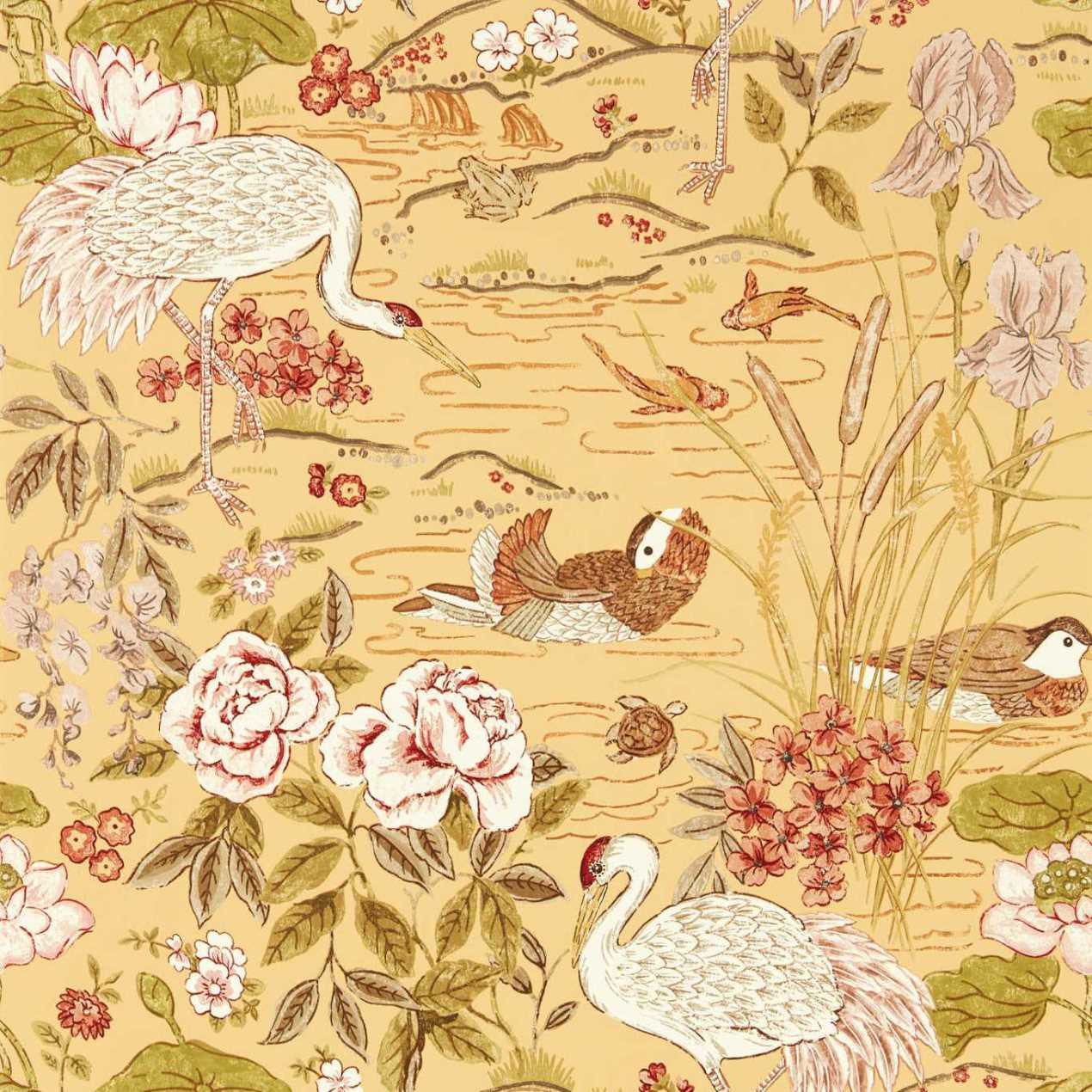 217124 ( DWAW217124 ) Crane & Frog Water Garden Wallpaper by Sanderson
