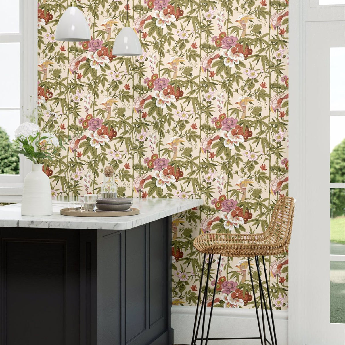 Bamboo & Birds Water Garden Wallpaper by Sanderson