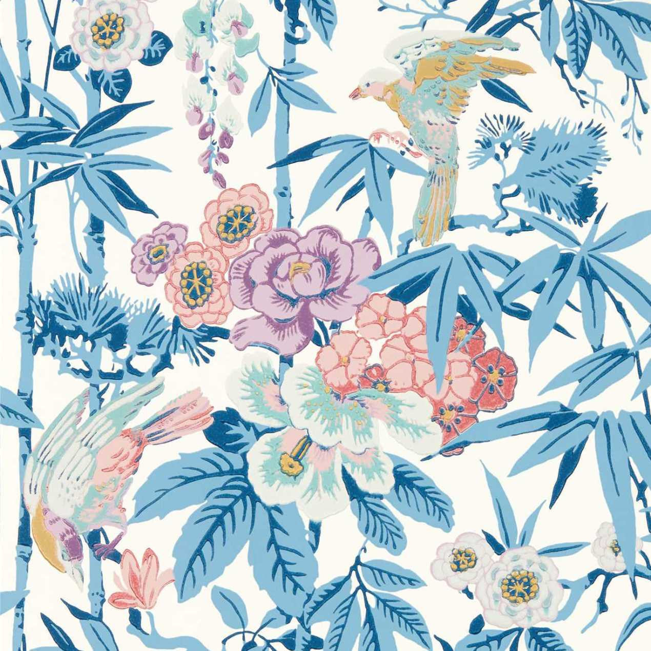 217129 ( DWAW217129 ) Bamboo & Birds Water Garden Wallpaper by Sanderson