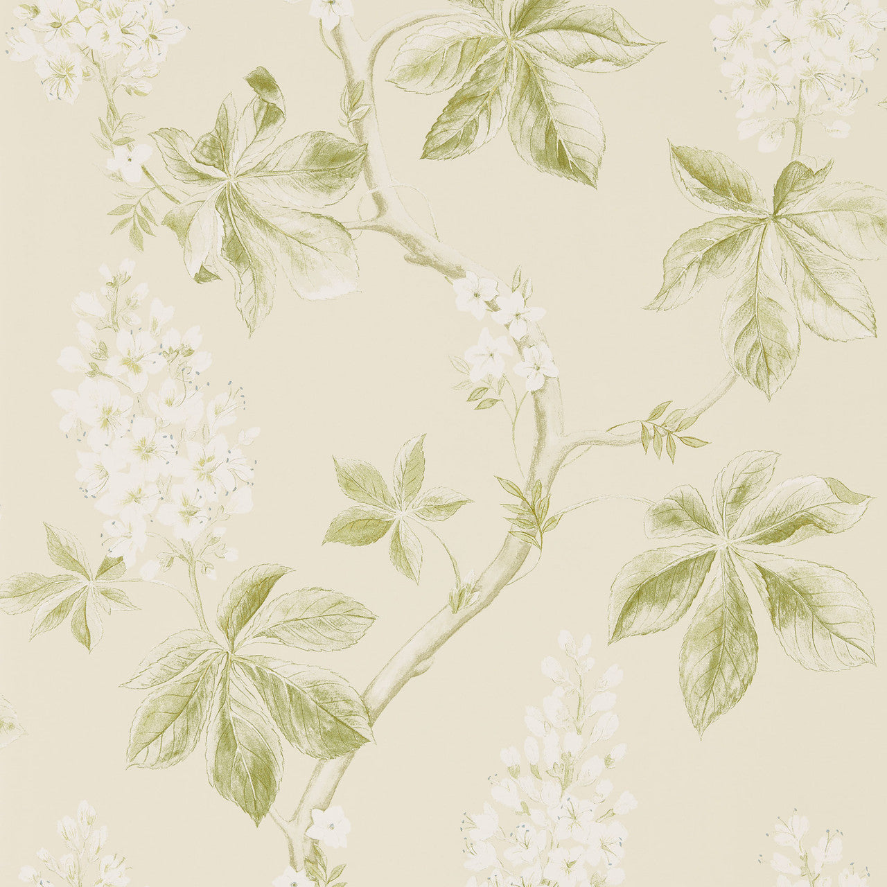 215707 Chestnut Tree Country Woodland Lemon and Lettuce Wallpaper by Sanderson