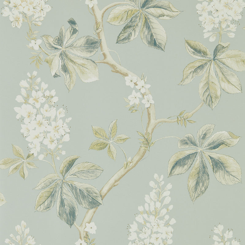 215708 Chestnut Tree Arboretum Grey Blue and Sage Wallpaper by Sanderson