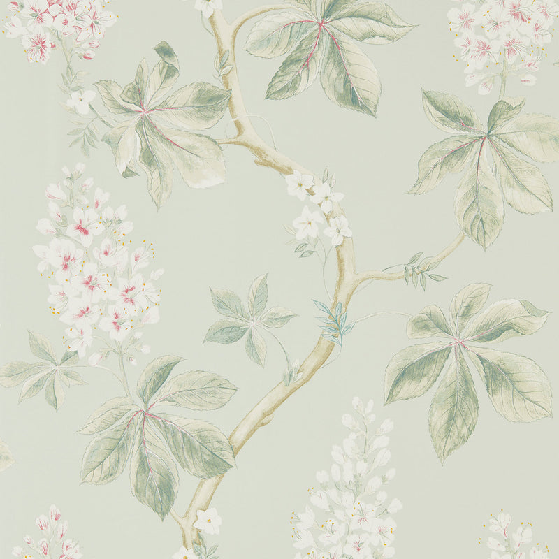 215710 Chestnut Tree Country Woodland Seaspray and Peony Wallpaper by Sanderson