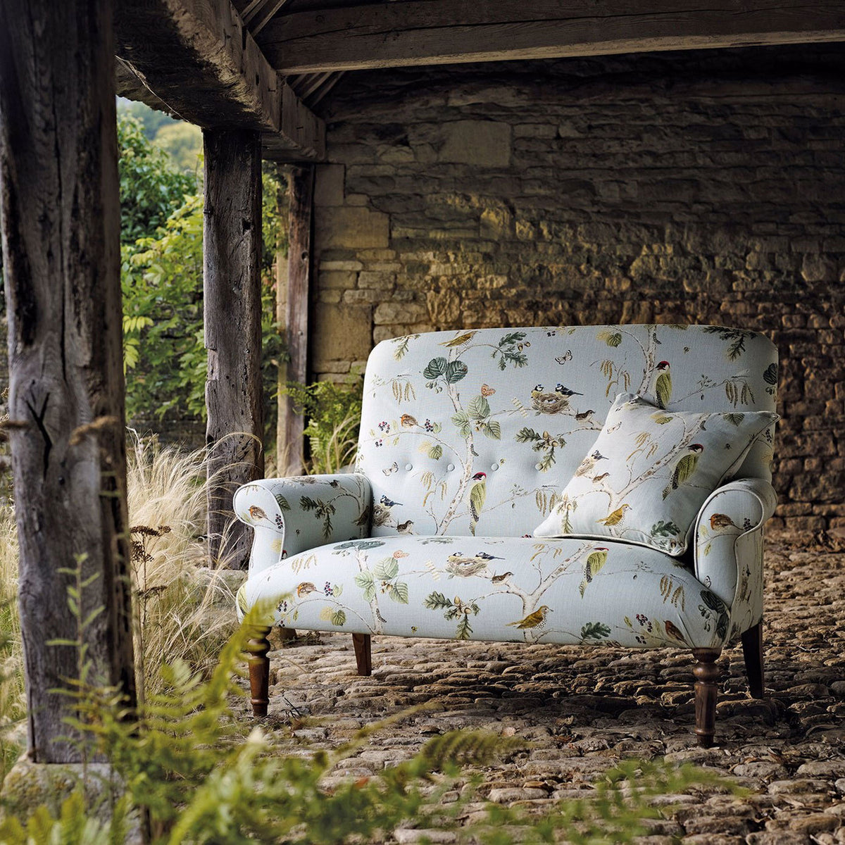 Woodland Chorus Arboretum Sky Blue Multi Fabric by Sanderson