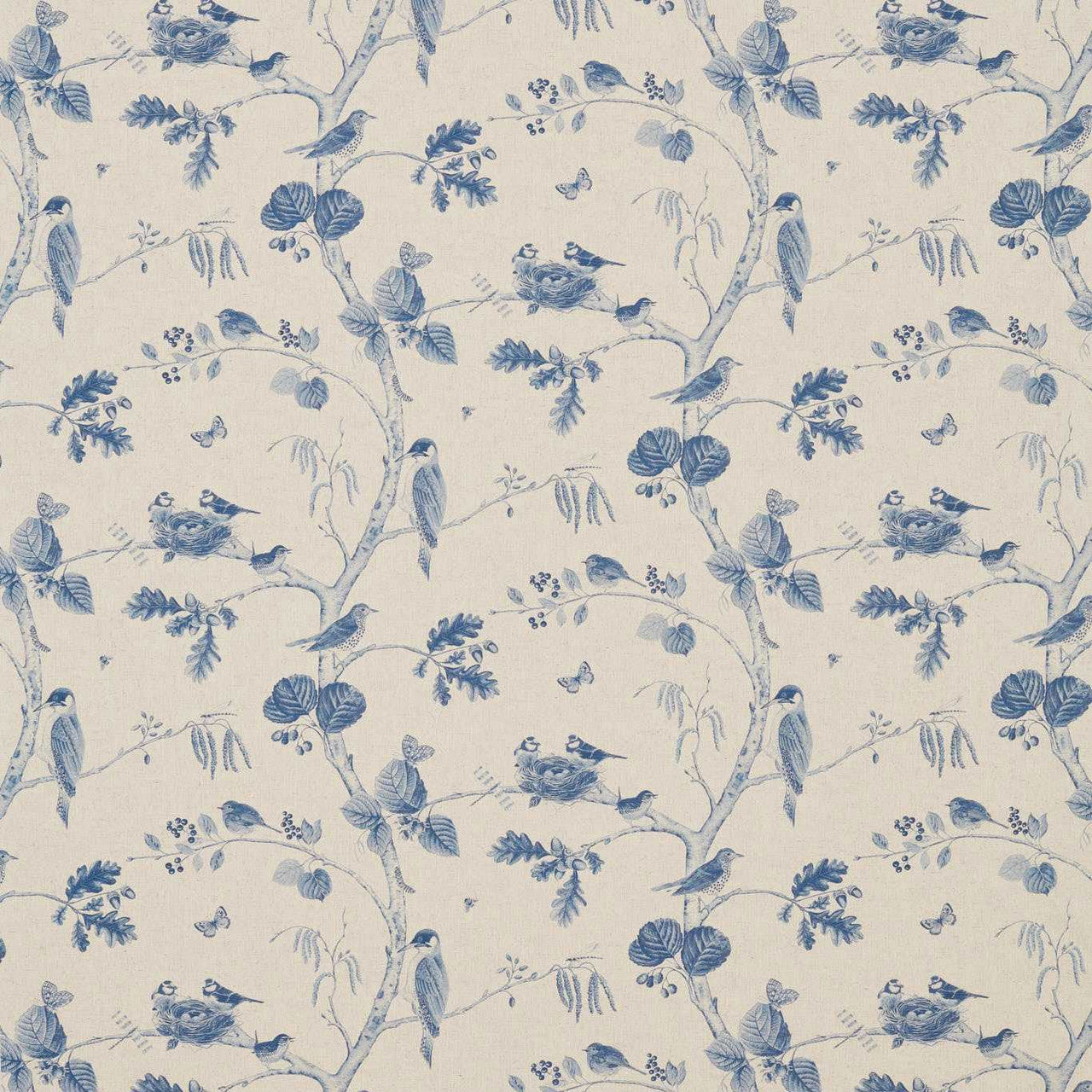 225510 Woodland Chorus Arboretum Indigo Multi Fabric by Sanderson