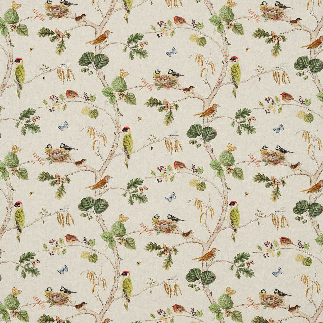 225511 Woodland Chorus Arboretum Linen Multi Fabric by Sanderson