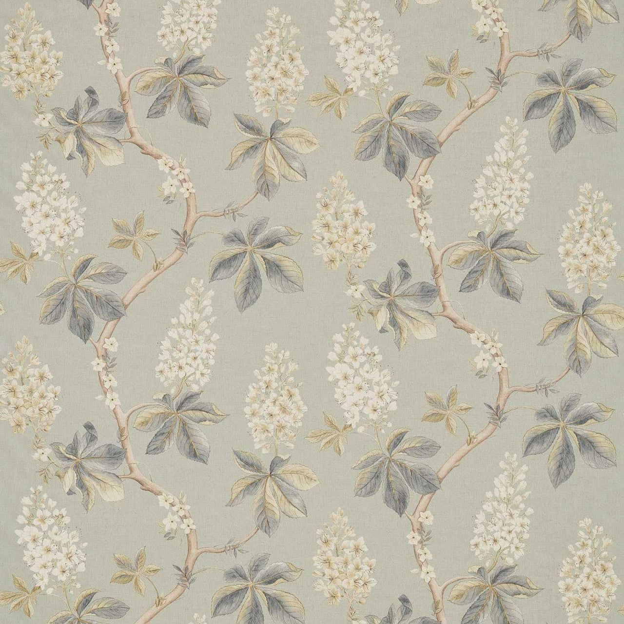 225513 Chestnut Tree Arboretum Grey Blue and Sage Fabric by Sanderson