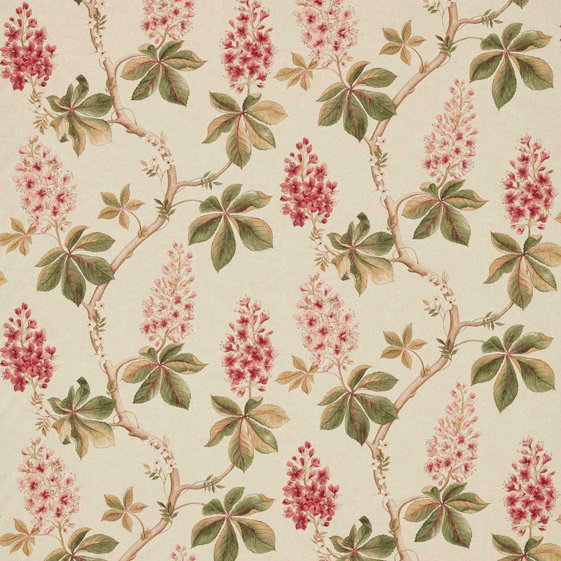 225517 Chestnut Tree Arboretum Coral and Bayleaf Fabric by Sanderson