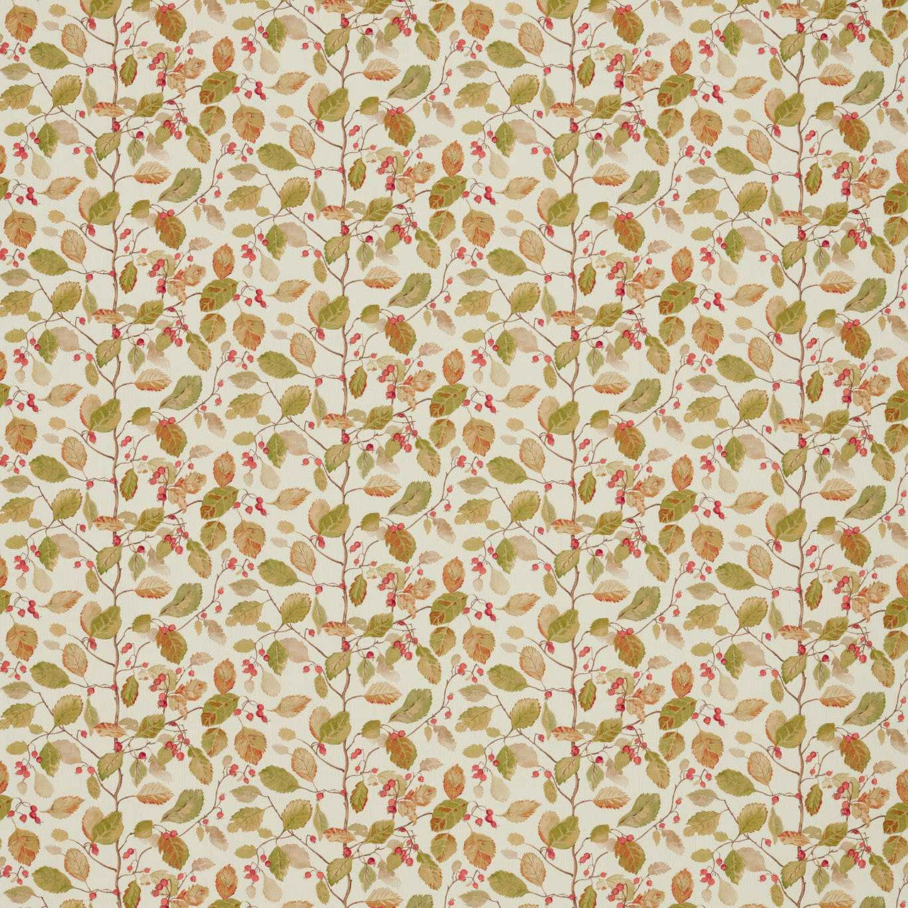 225530 Woodland Berries Arboretum Rosehip and Moss Fabric by Sanderson