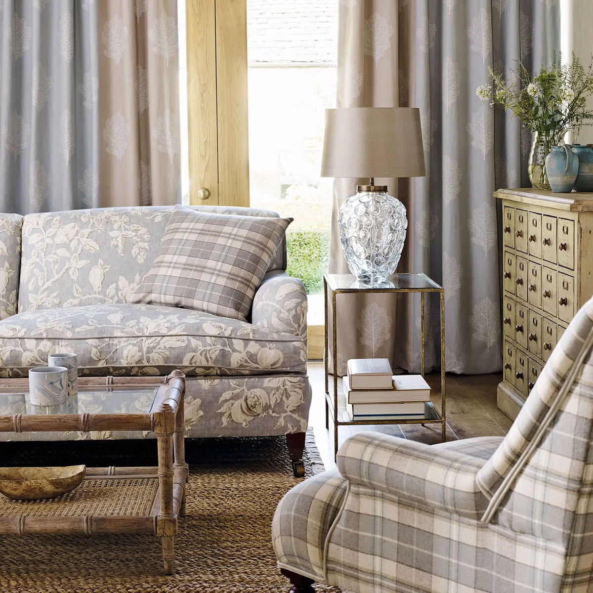 Oak Filigree Stone Fabric by Sanderson