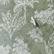 DWP0361-01 Floating Foliage Zen Green Wallpaper By Galerie
