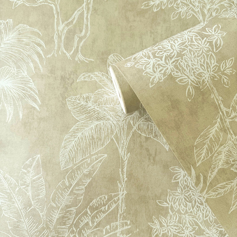 DWP0361-03 Floating Foliage Zen Bronze Brown Wallpaper By Galerie
