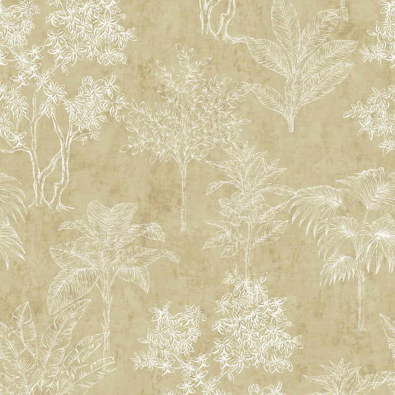 DWP0361-03 Floating Foliage Zen Bronze Brown Wallpaper By Galerie