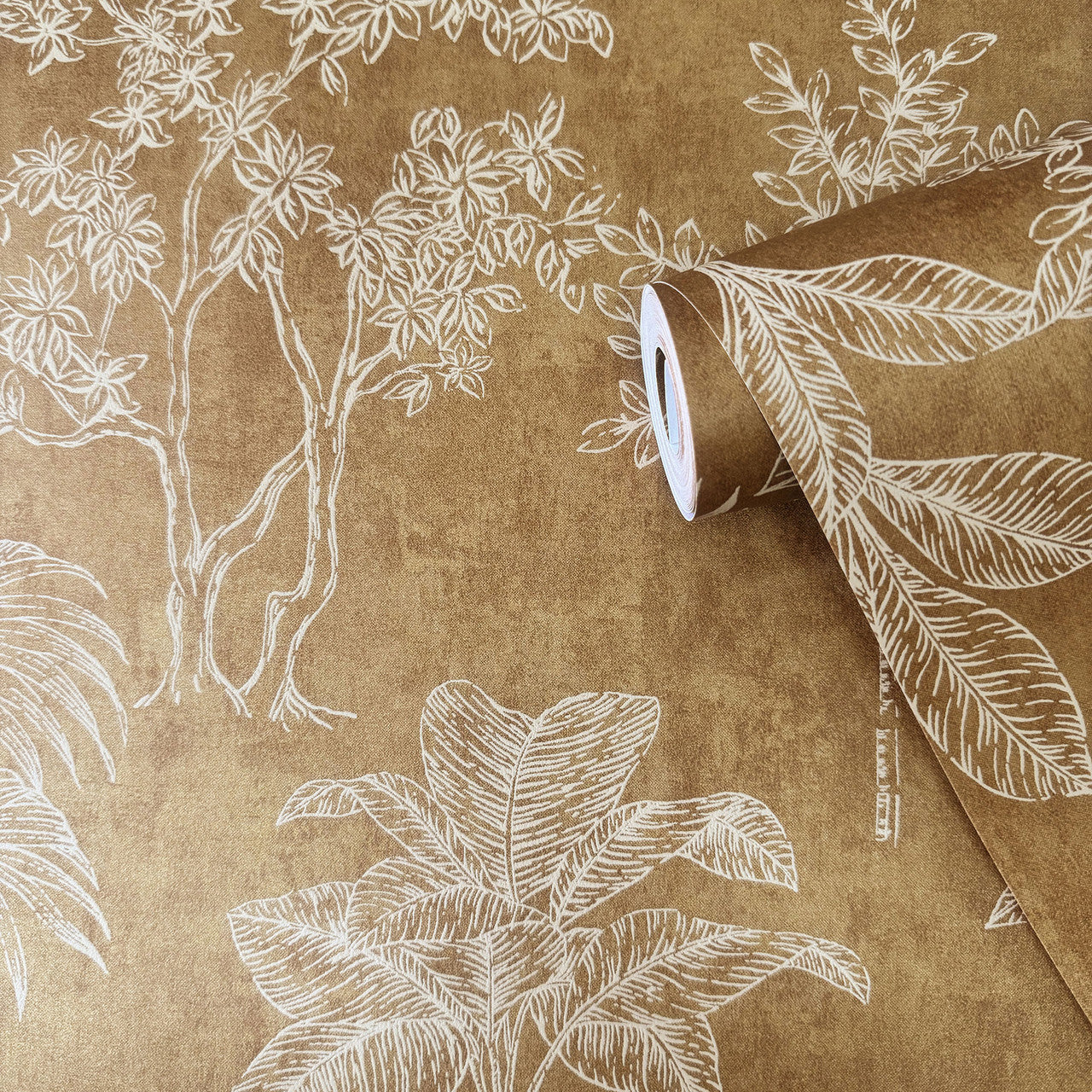 DWP0361-04 Floating Foliage Zen Gold Wallpaper By Galerie