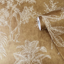 DWP0361-04 Floating Foliage Zen Gold Wallpaper By Galerie