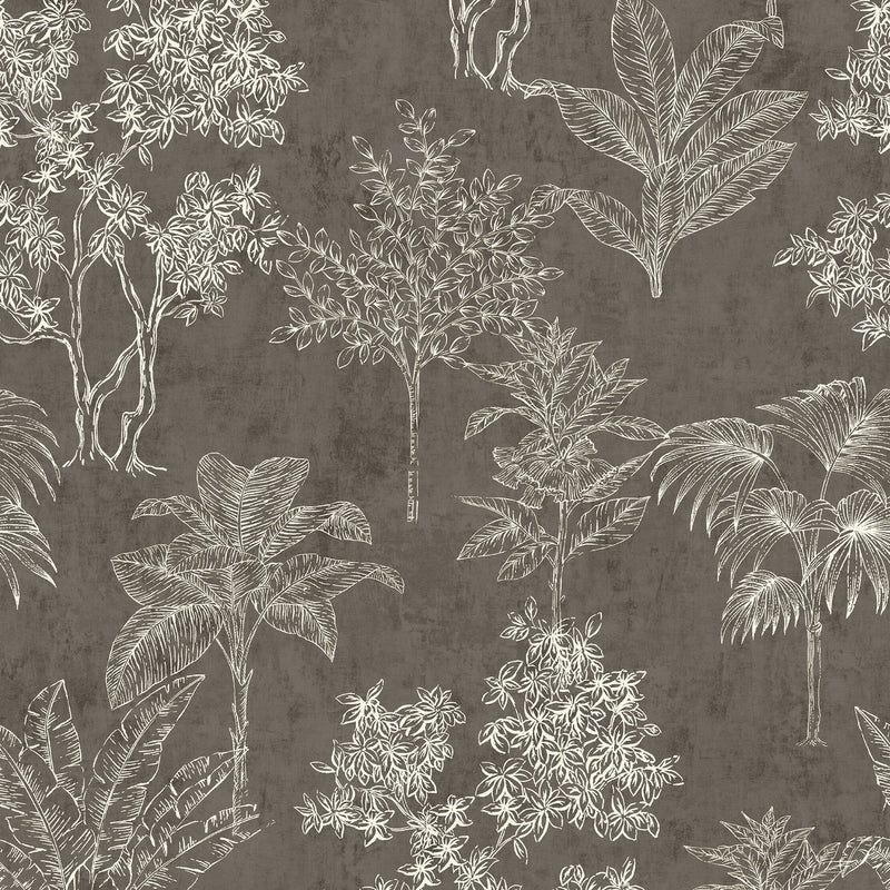 DWP0361-05 Floating Foliage Zen Silver Grey Wallpaper By Galerie